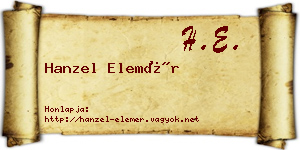 Hanzel Elemér névjegykártya